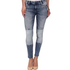 Mavi Harper Jeans Skinny Knee Patch Colorblock Denim Medium Wash Womens‎ 28 (30)
